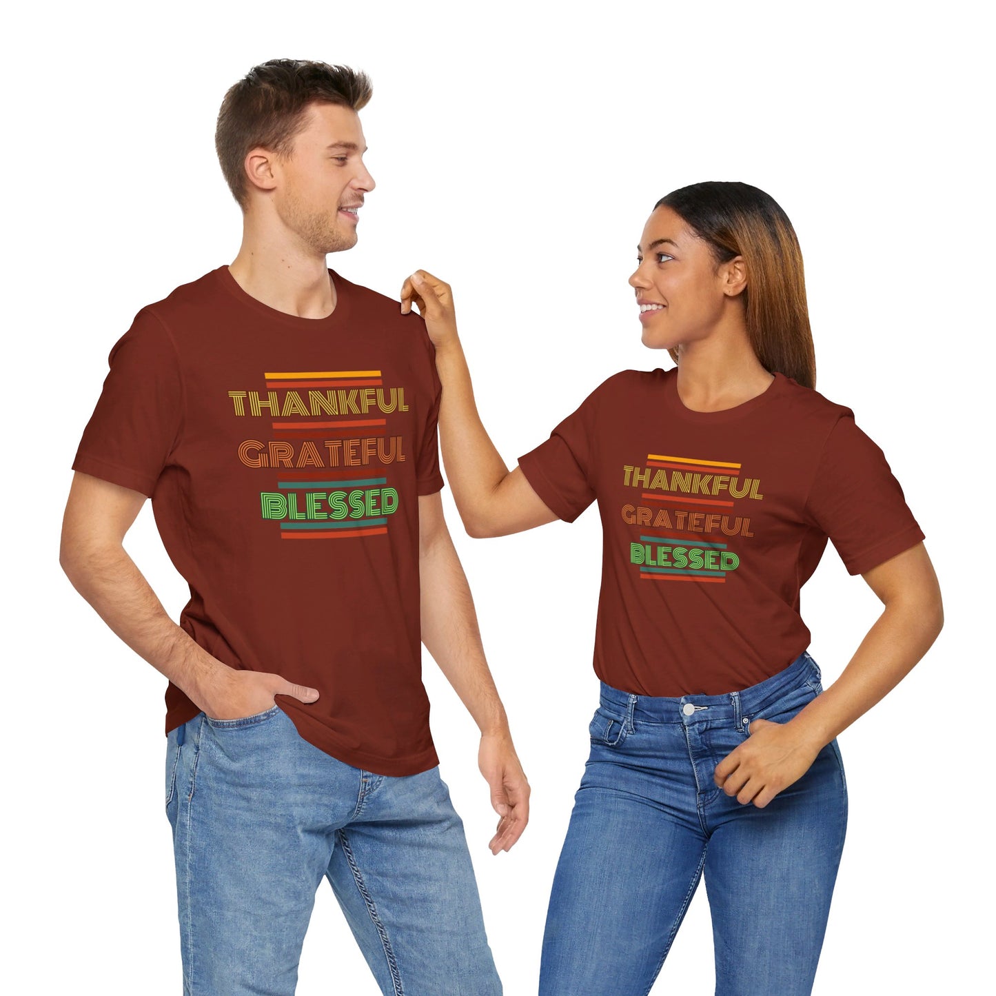 Thankful Grateful Blessed Unisex Jersey Short Sleeve Tee