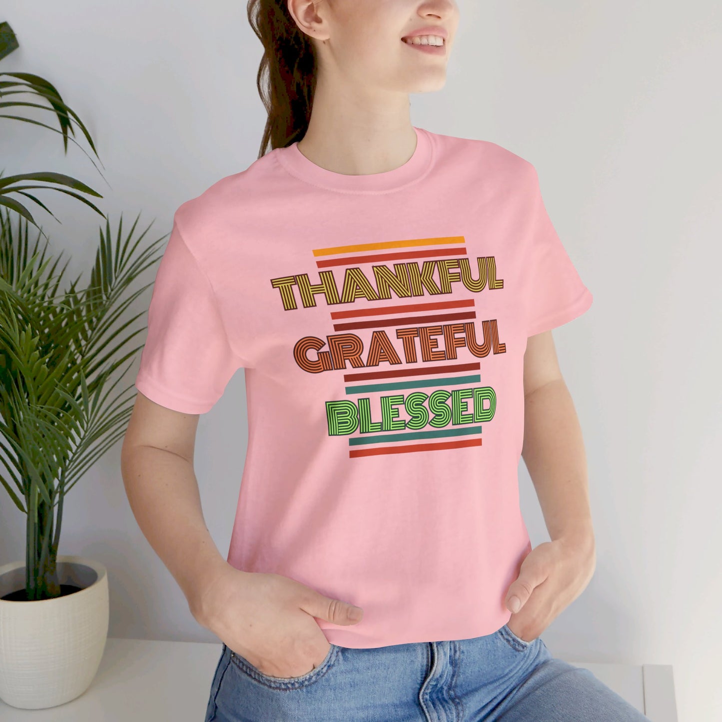 Thankful Grateful Blessed Unisex Jersey Short Sleeve Tee